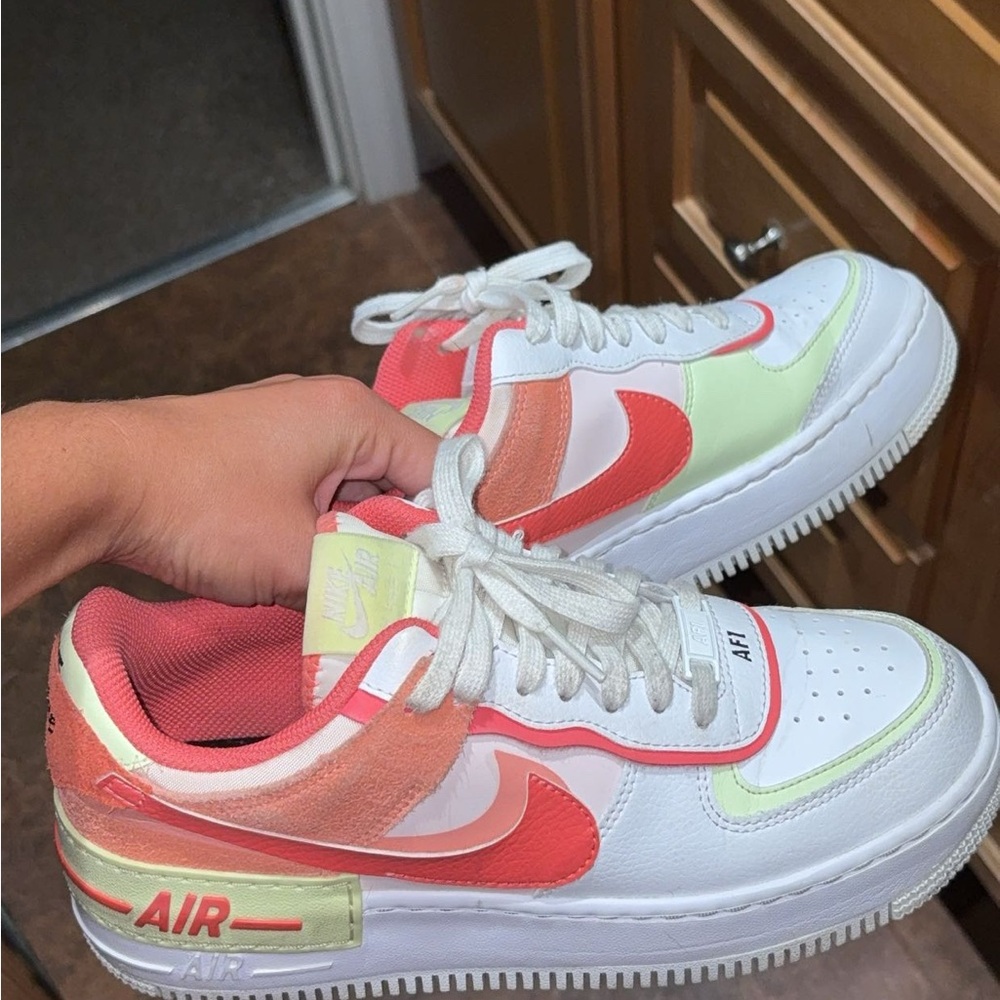Nike Air Force 1 with White, Pink, and Orange and neon Accents